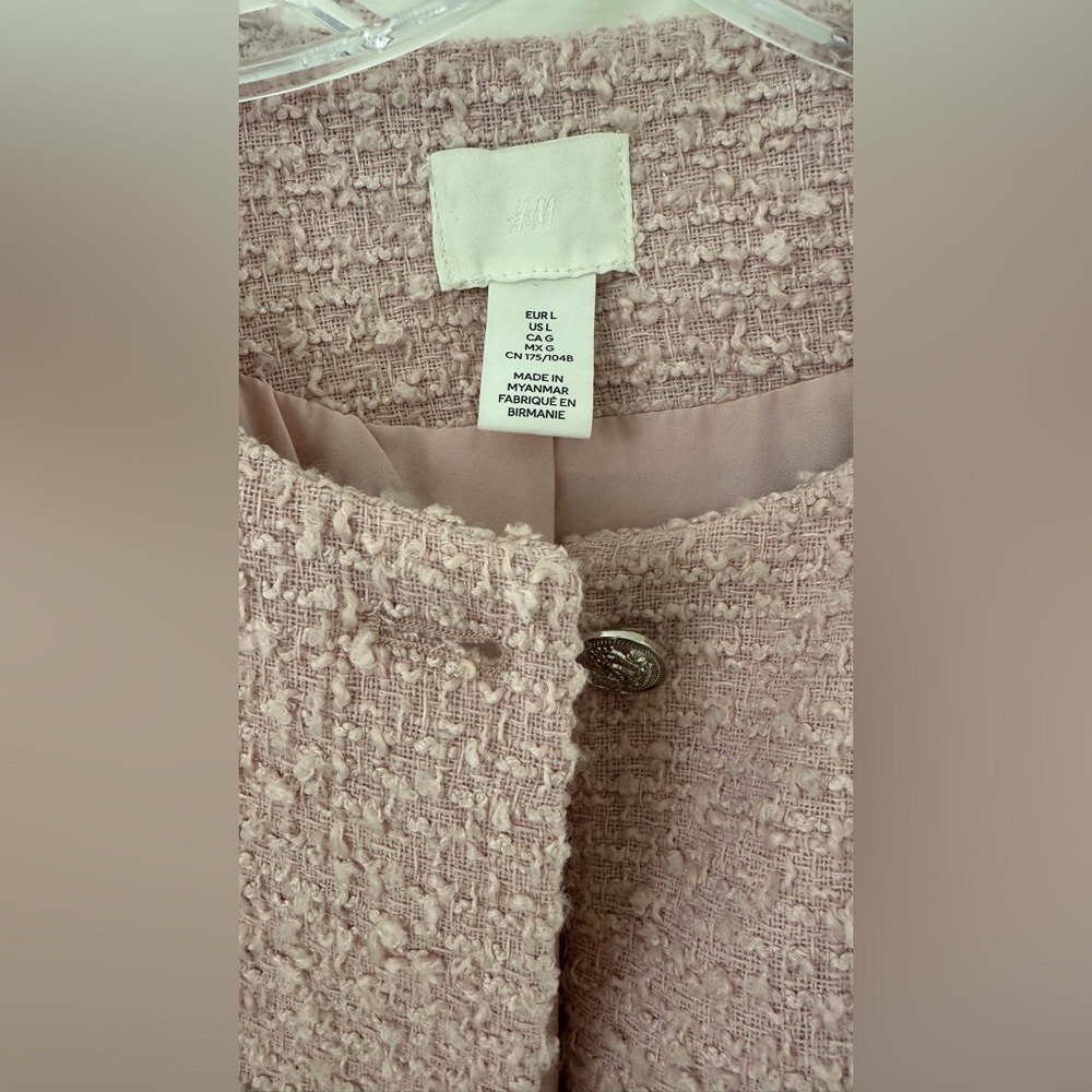 H&M Pink Boucle Jacket L - Picture 4 of 7